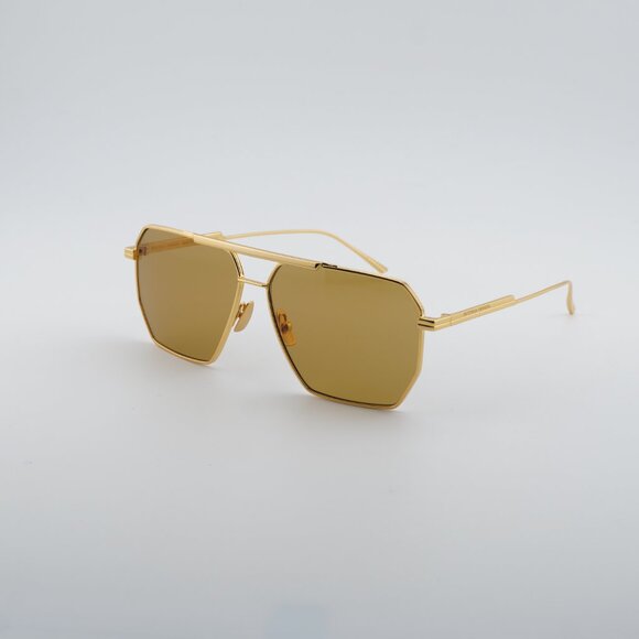 Bottega Veneta BV1012S 008 Sunglasses Gold Aviator Frame, Nicotine Lenses main image 5